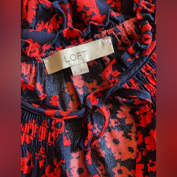 LOFT Red and Black Asymmetrical Dress - Picture 3 of 5